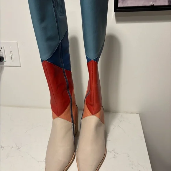 Jeffrey Campbell  Patchwork Knee-High Boots 9 - Picture 3 of 9